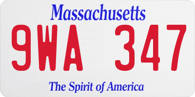 MA license plate 9WA347