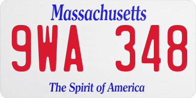 MA license plate 9WA348