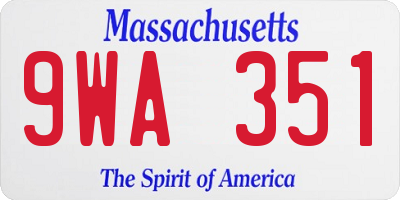 MA license plate 9WA351