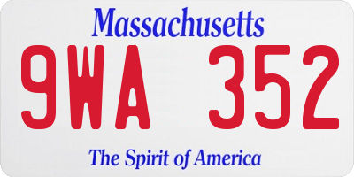 MA license plate 9WA352