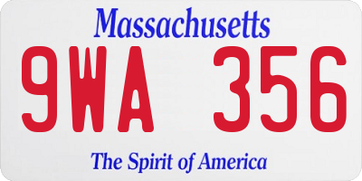 MA license plate 9WA356