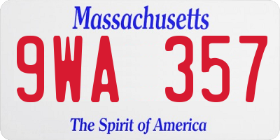 MA license plate 9WA357