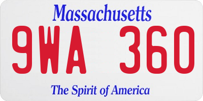 MA license plate 9WA360