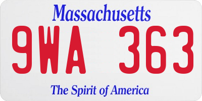 MA license plate 9WA363