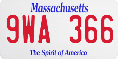 MA license plate 9WA366