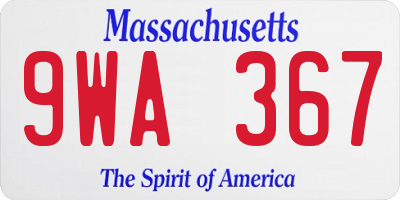 MA license plate 9WA367