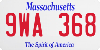 MA license plate 9WA368