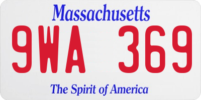 MA license plate 9WA369