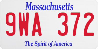 MA license plate 9WA372