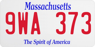 MA license plate 9WA373