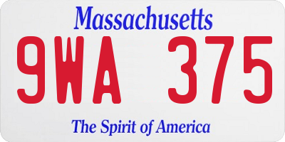 MA license plate 9WA375