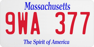 MA license plate 9WA377
