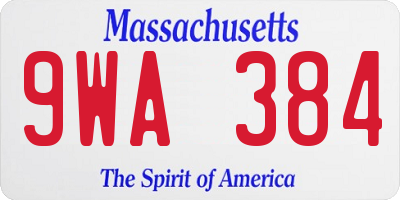 MA license plate 9WA384