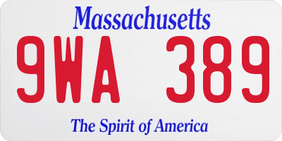 MA license plate 9WA389