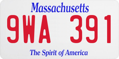 MA license plate 9WA391