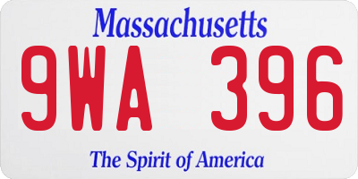 MA license plate 9WA396
