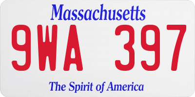 MA license plate 9WA397
