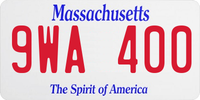 MA license plate 9WA400
