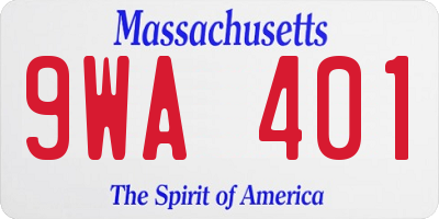 MA license plate 9WA401