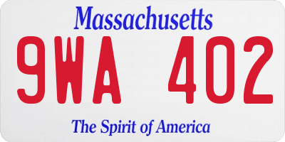 MA license plate 9WA402