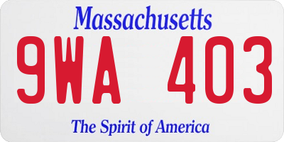 MA license plate 9WA403