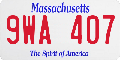 MA license plate 9WA407