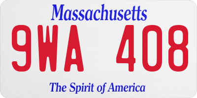 MA license plate 9WA408