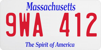MA license plate 9WA412