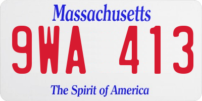 MA license plate 9WA413