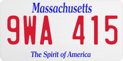 MA license plate 9WA415