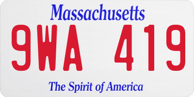 MA license plate 9WA419