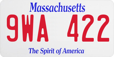 MA license plate 9WA422