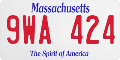MA license plate 9WA424