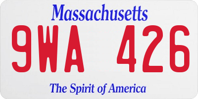 MA license plate 9WA426