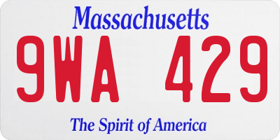 MA license plate 9WA429