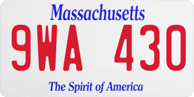 MA license plate 9WA430