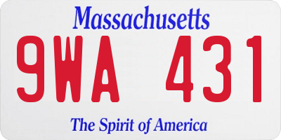 MA license plate 9WA431