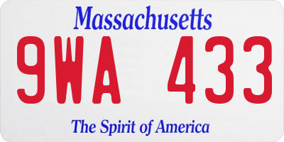 MA license plate 9WA433