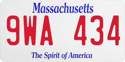 MA license plate 9WA434