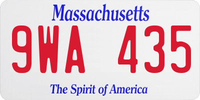 MA license plate 9WA435