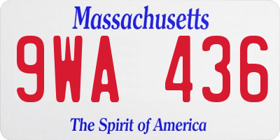 MA license plate 9WA436