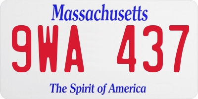 MA license plate 9WA437