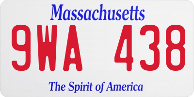 MA license plate 9WA438