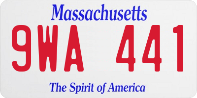 MA license plate 9WA441