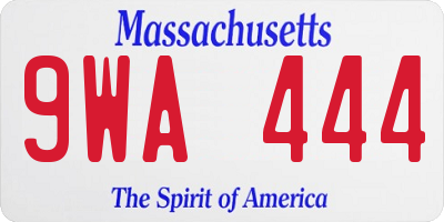 MA license plate 9WA444