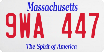MA license plate 9WA447