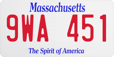 MA license plate 9WA451