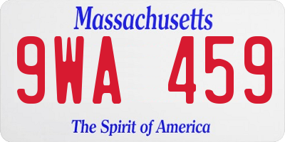 MA license plate 9WA459