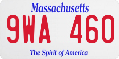 MA license plate 9WA460
