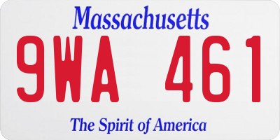 MA license plate 9WA461